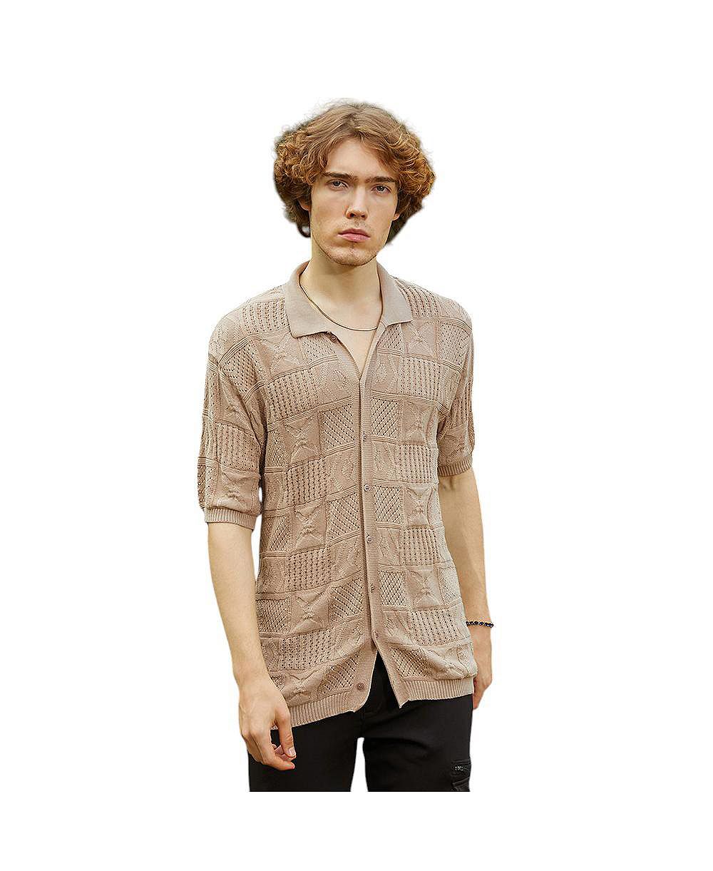 Campus Sutra Men's Patch-Knit Shirt