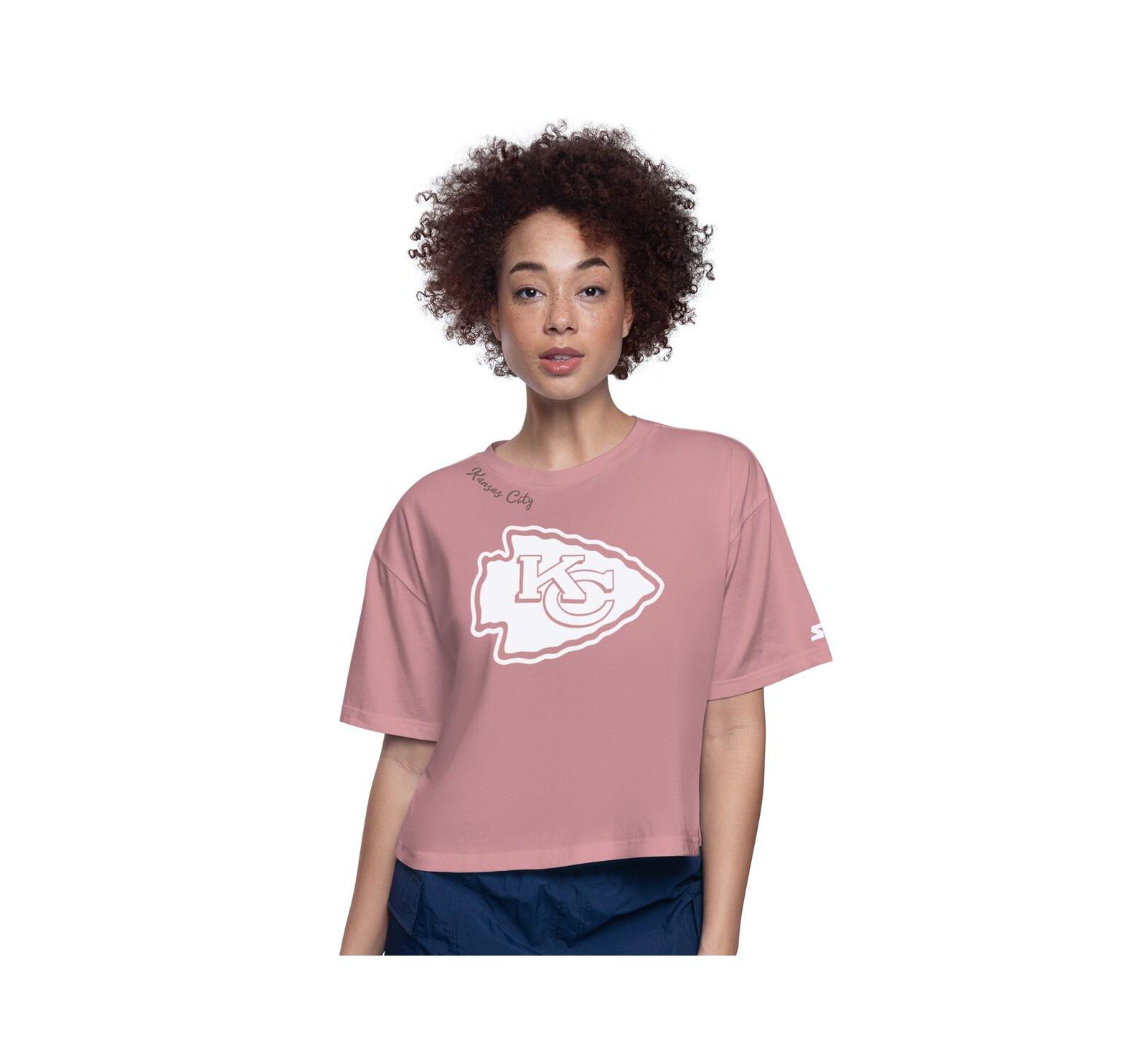 Starter Women's Pink Kansas City Chiefs Play the Ball Boxy Cropped T-Shirt
