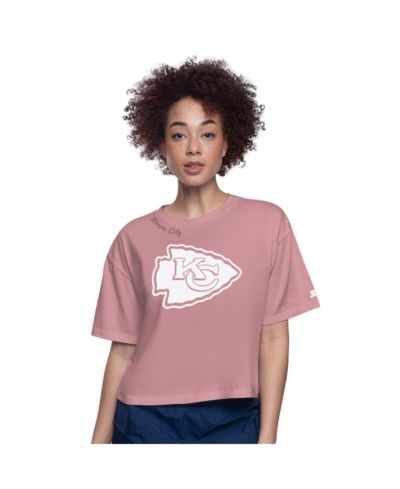 Starter Women's Pink Kansas City Chiefs Play the Ball Boxy Cropped T-Shirt