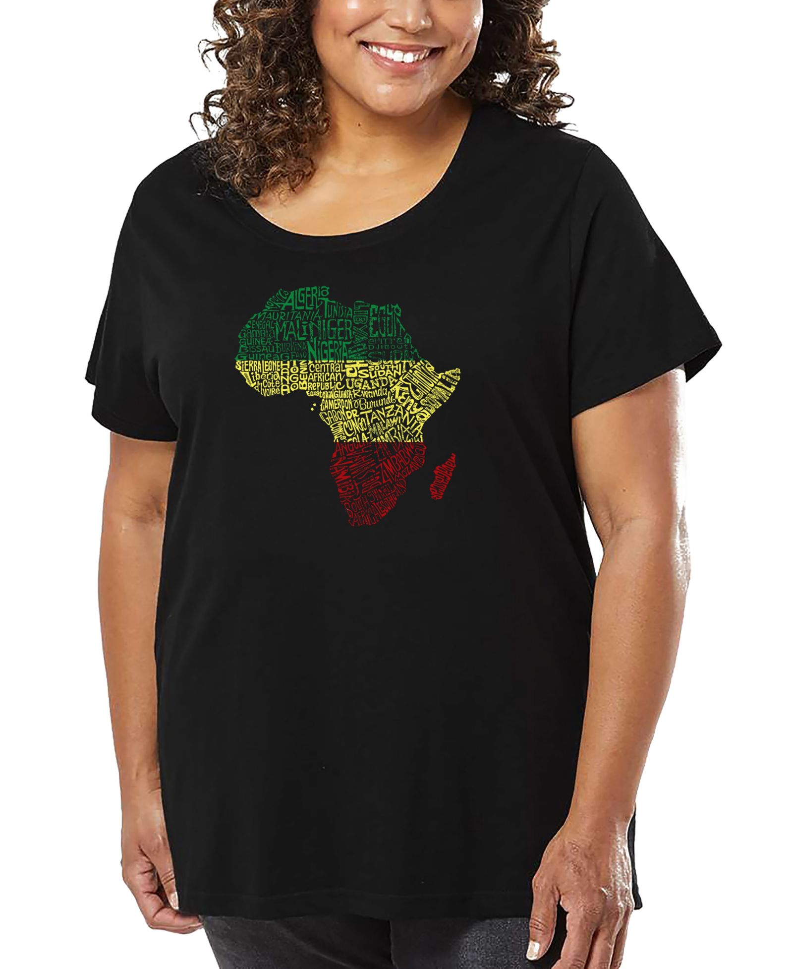LA Pop Art Plus Size Countries In Africa Word Art T-Shirt