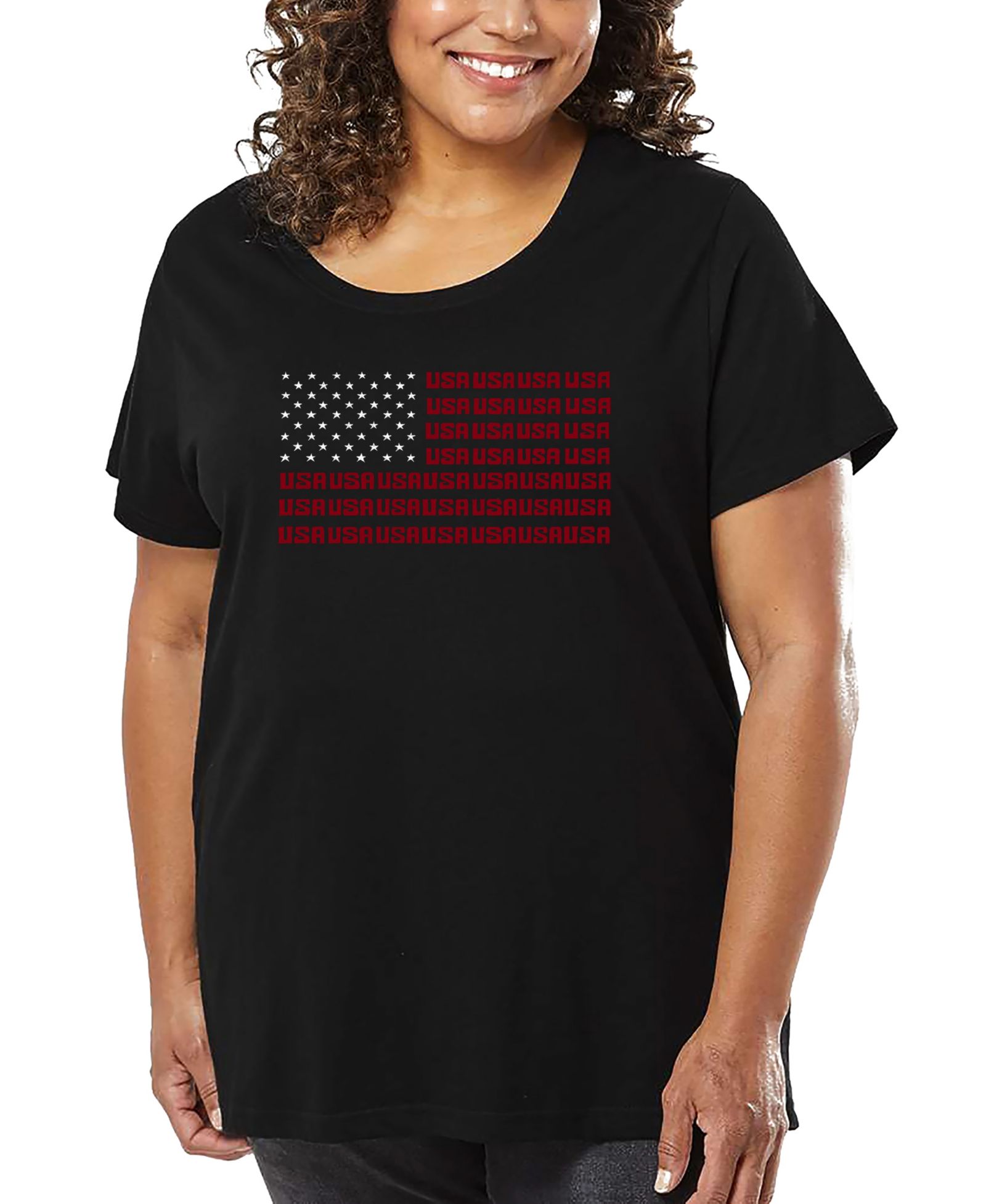 Футболка LA Pop Art Plus Size USA Flag Word Art