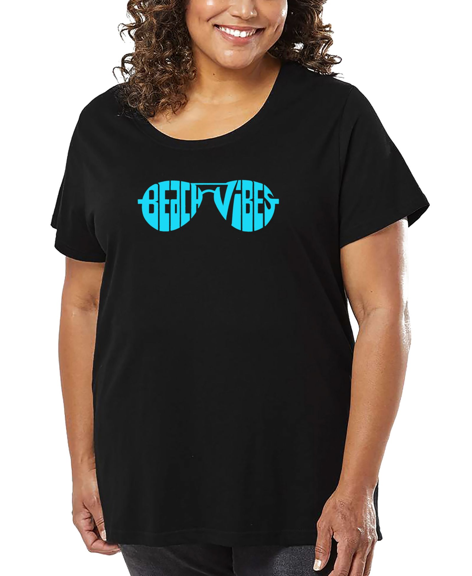 LA Pop Art футболка Plus Size Beach Vibes Word Art