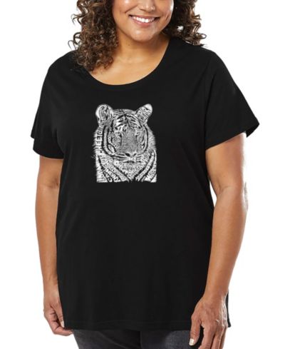 Женский T-shirt LA Pop Art Plus Size Big Cats Word Art