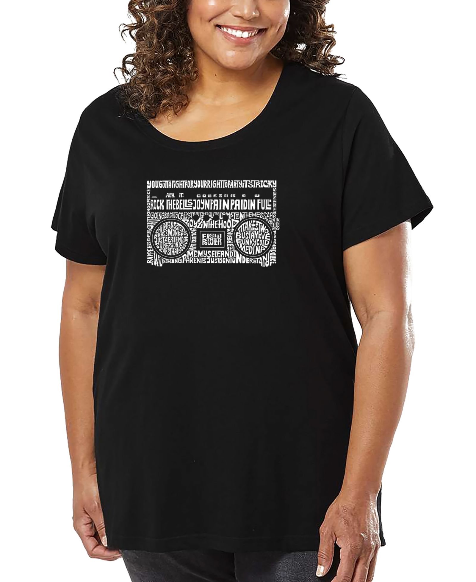 LA Pop Art футболка с принтом Greatest Rap Hits Of The 1980's Word Art, Plus Size