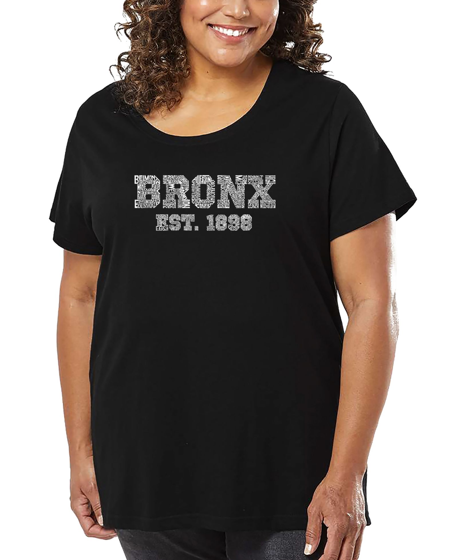 Футболка LA Pop Art Plus Size Popular Neighborhoods In Bronx Word Art