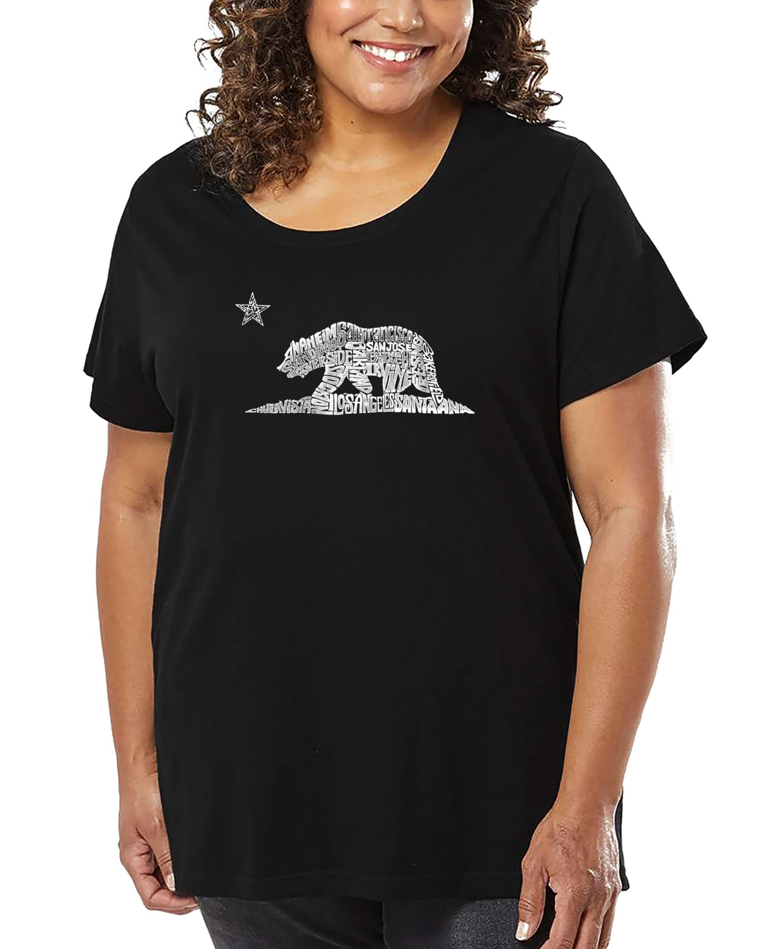 Футболка LA Pop Art California Bear Word Art, Plus Size