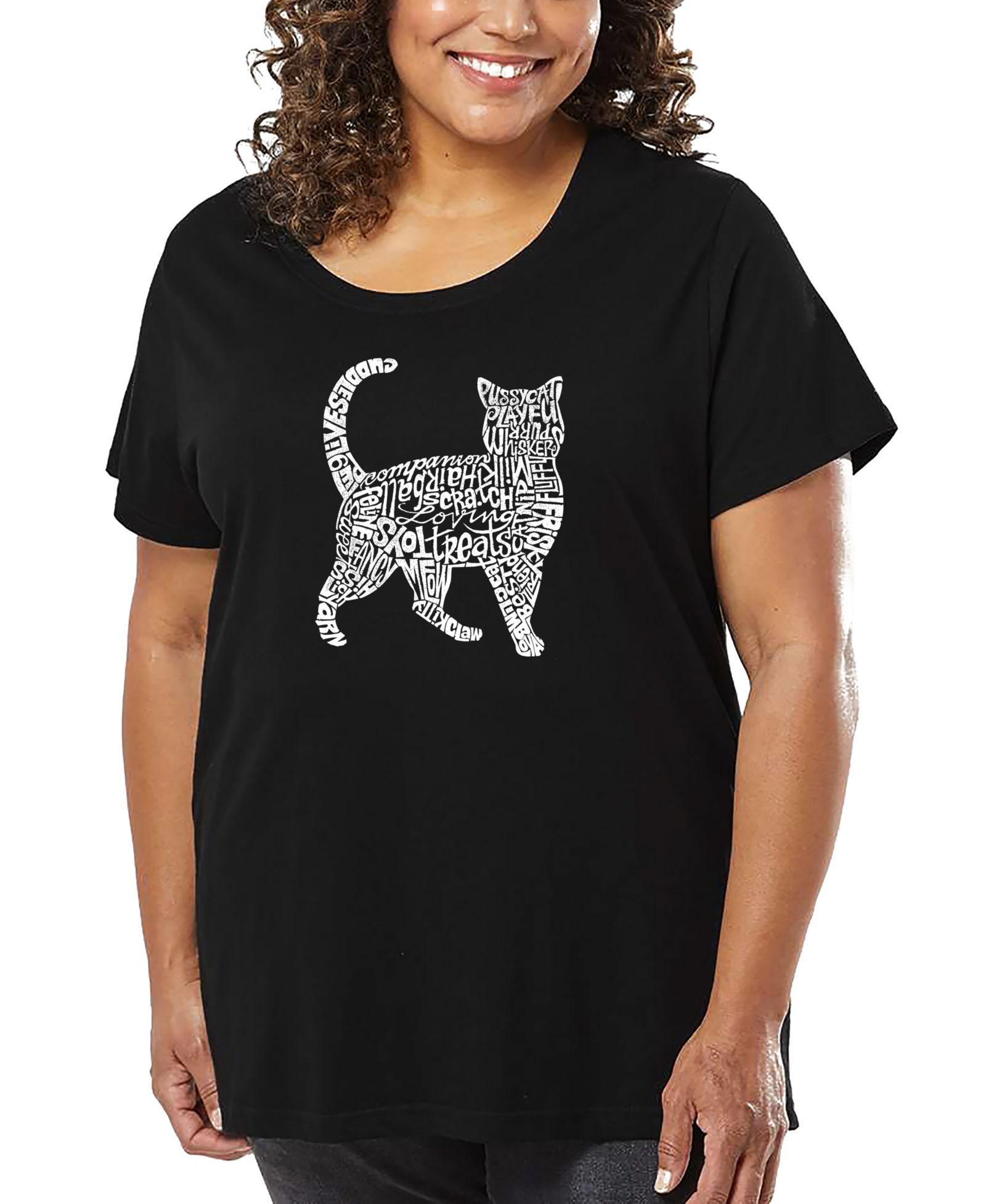 LA Pop Art Plus Size Cat Word Art T-Shirt