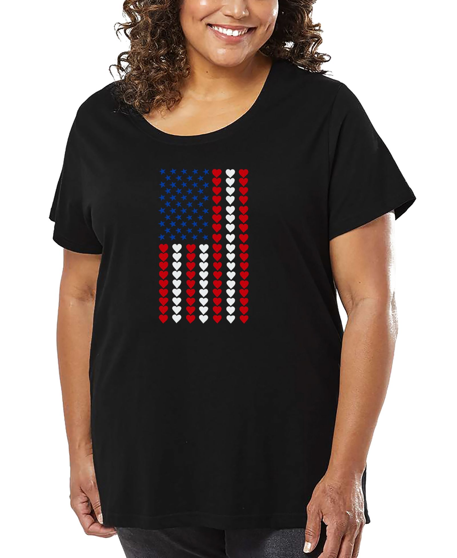 LA Pop Art Футболка Plus Size с принтом Heart Flag