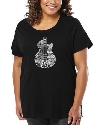LA Pop Art Plus Size Rock Guitar Head Word Art T-Shirt