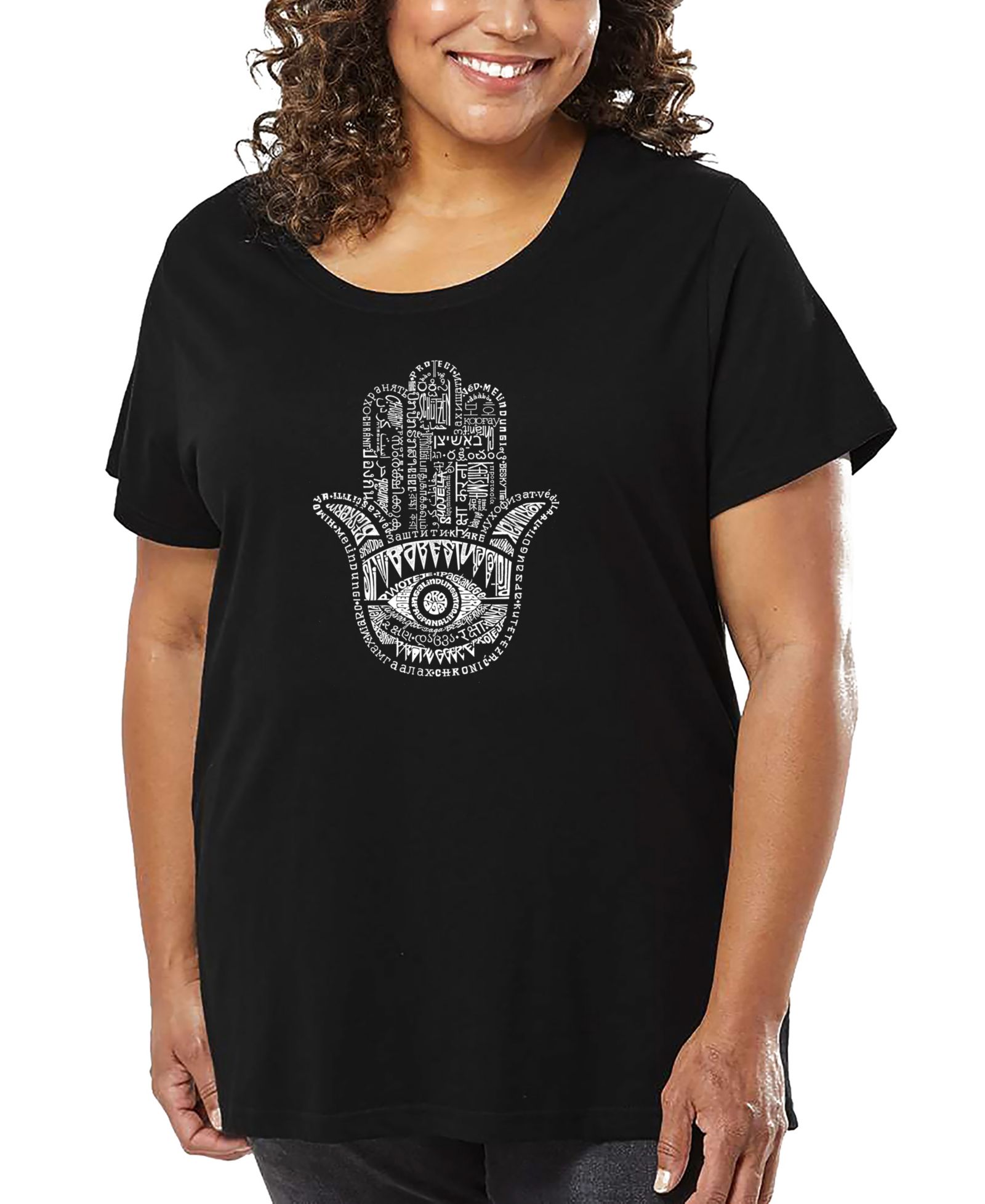 Футболка LA Pop Art Plus Size с принтом Hamsa Word Art