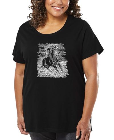 LA Pop Art Plus Size Popular Horse Breeds Word Art T-Shirt