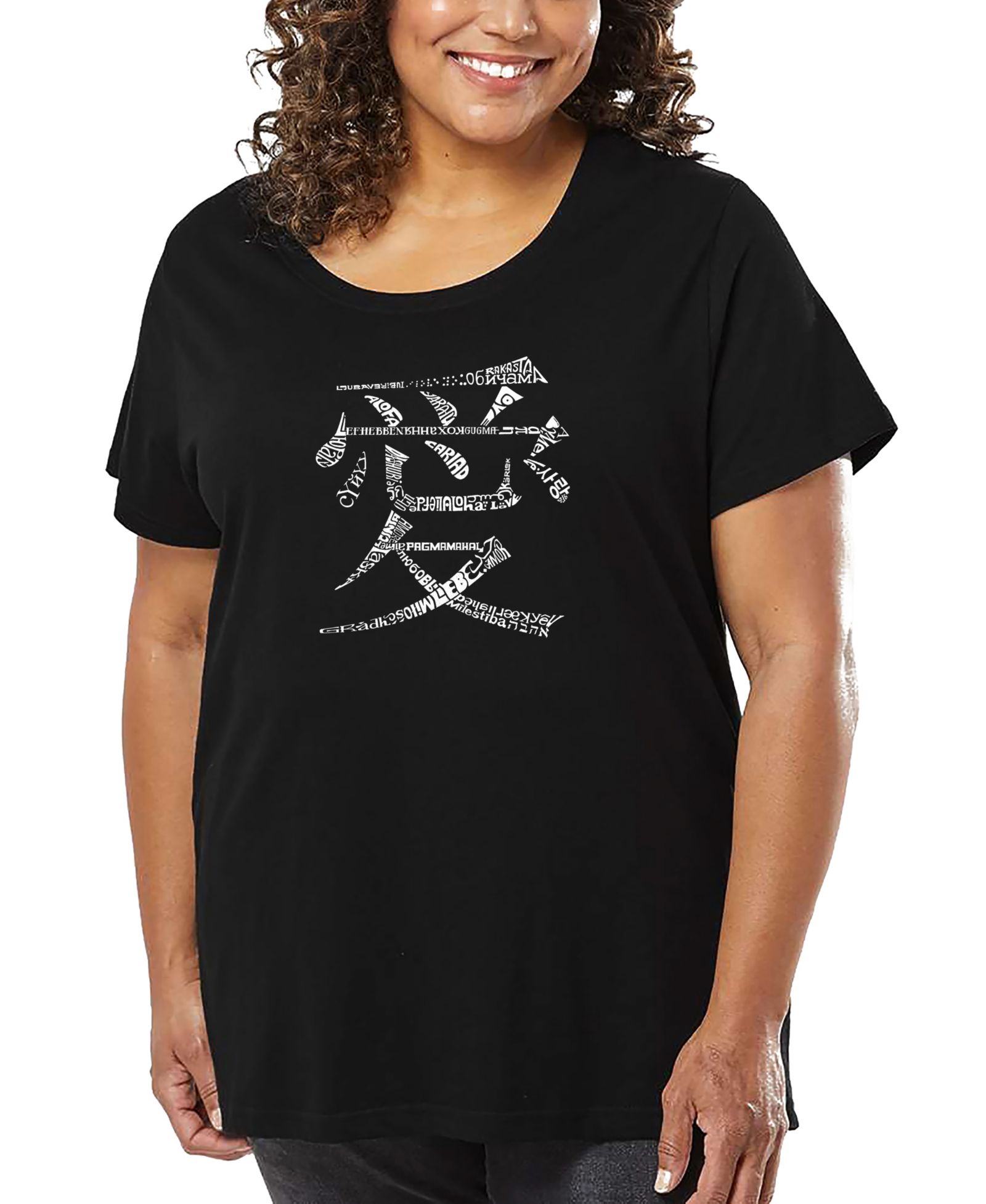 LA Pop Art Plus Size The Word Love In 44 Languages Word Art T-Shirt