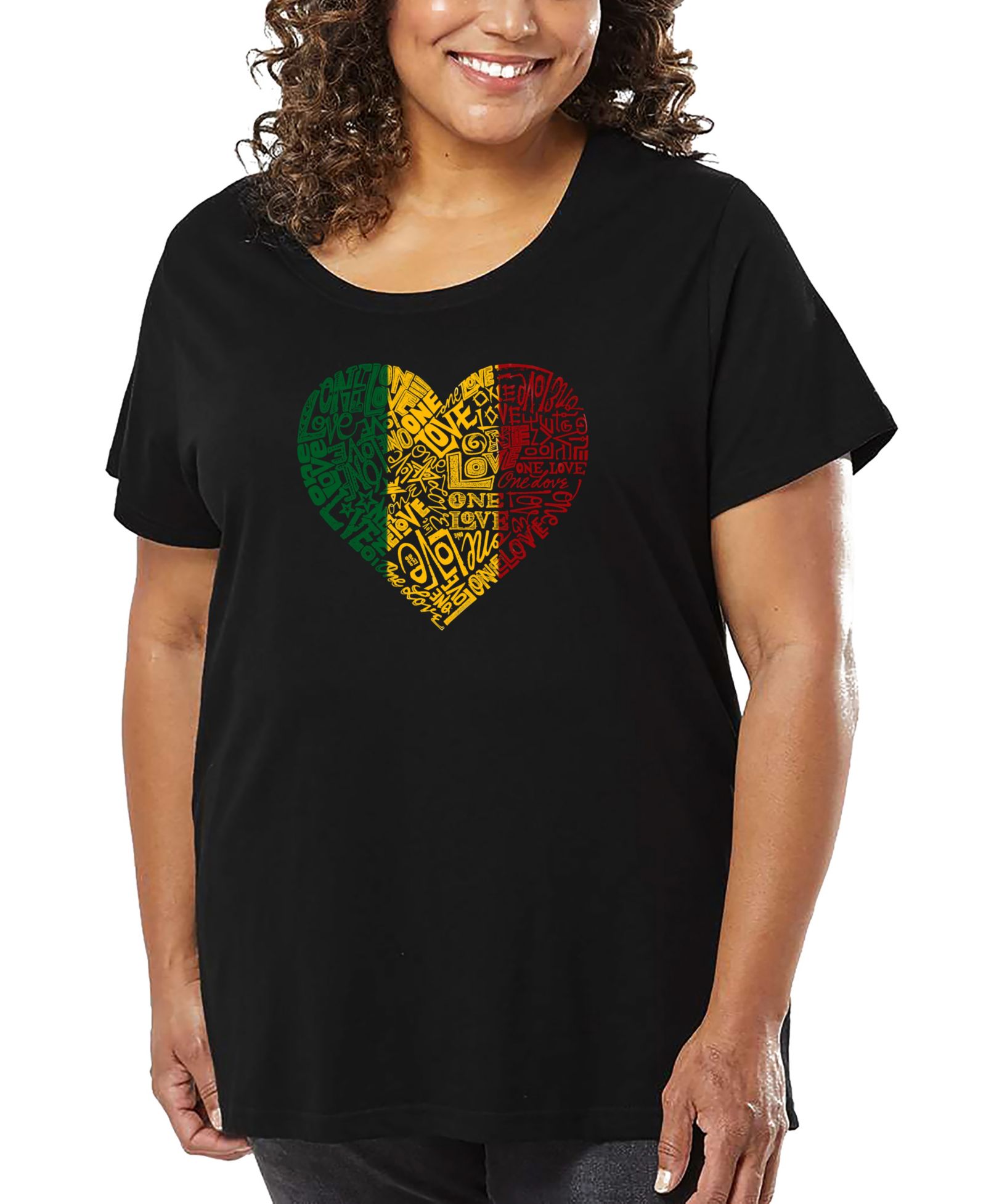 Футболка LA Pop Art Plus Size One Love Heart Word Art