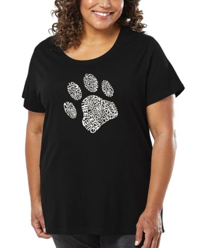 LA Pop Art Plus Size Dog Paw Word Art T-Shirt