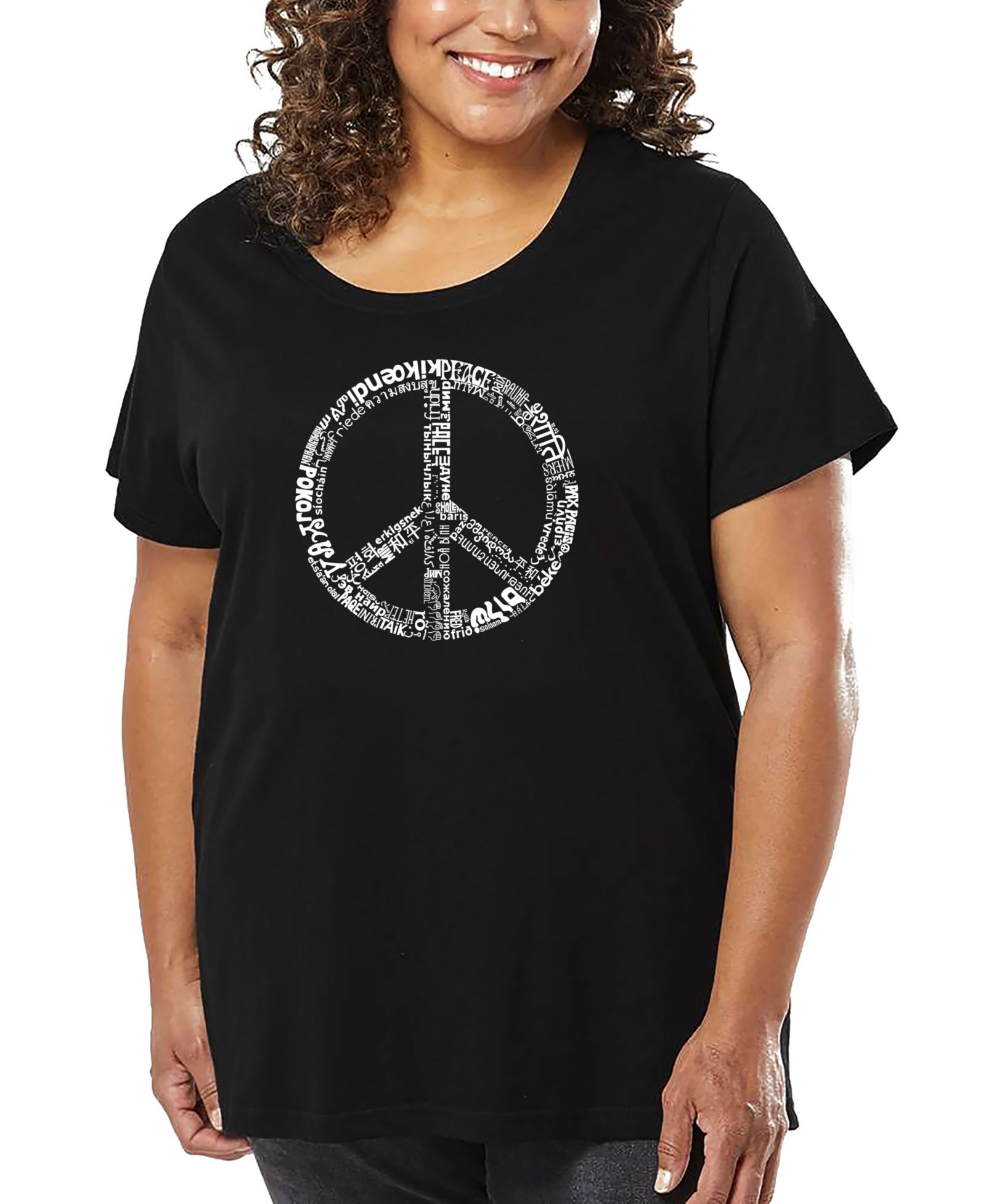Майка LA Pop Art Plus Size The Word Peace In 77 Languages Word Art