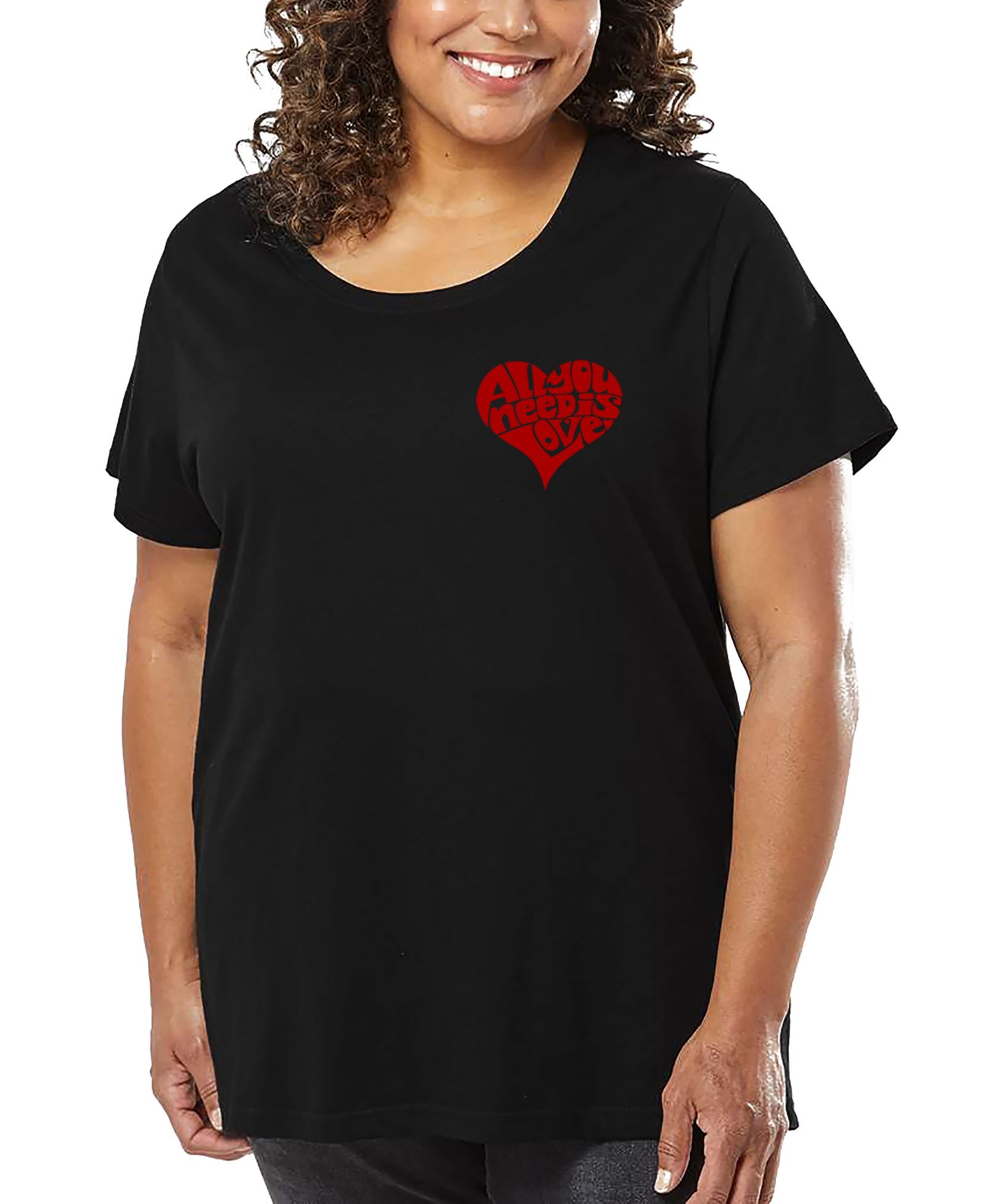 LA Pop Art Plus Size All You Need is Love Word Art T-Shirt