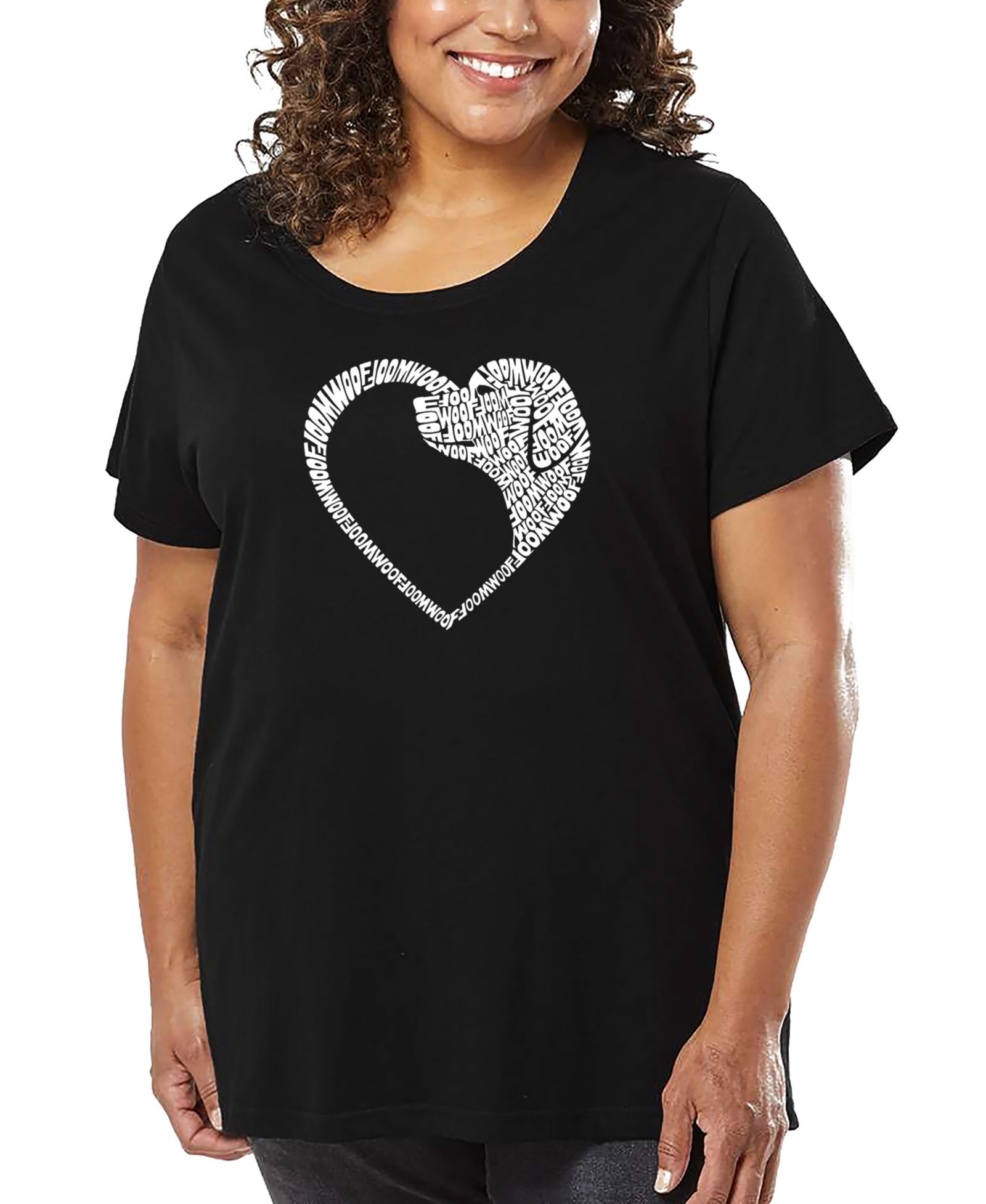 Футболка LA Pop Art Plus Size Dog Heart Word Art