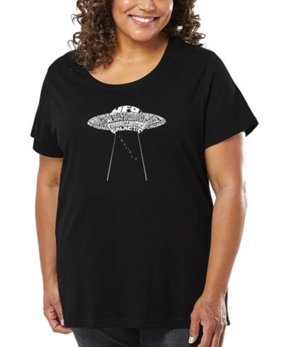 LA Pop Art Plus Size Футболка Flying Saucer UFO Word Art