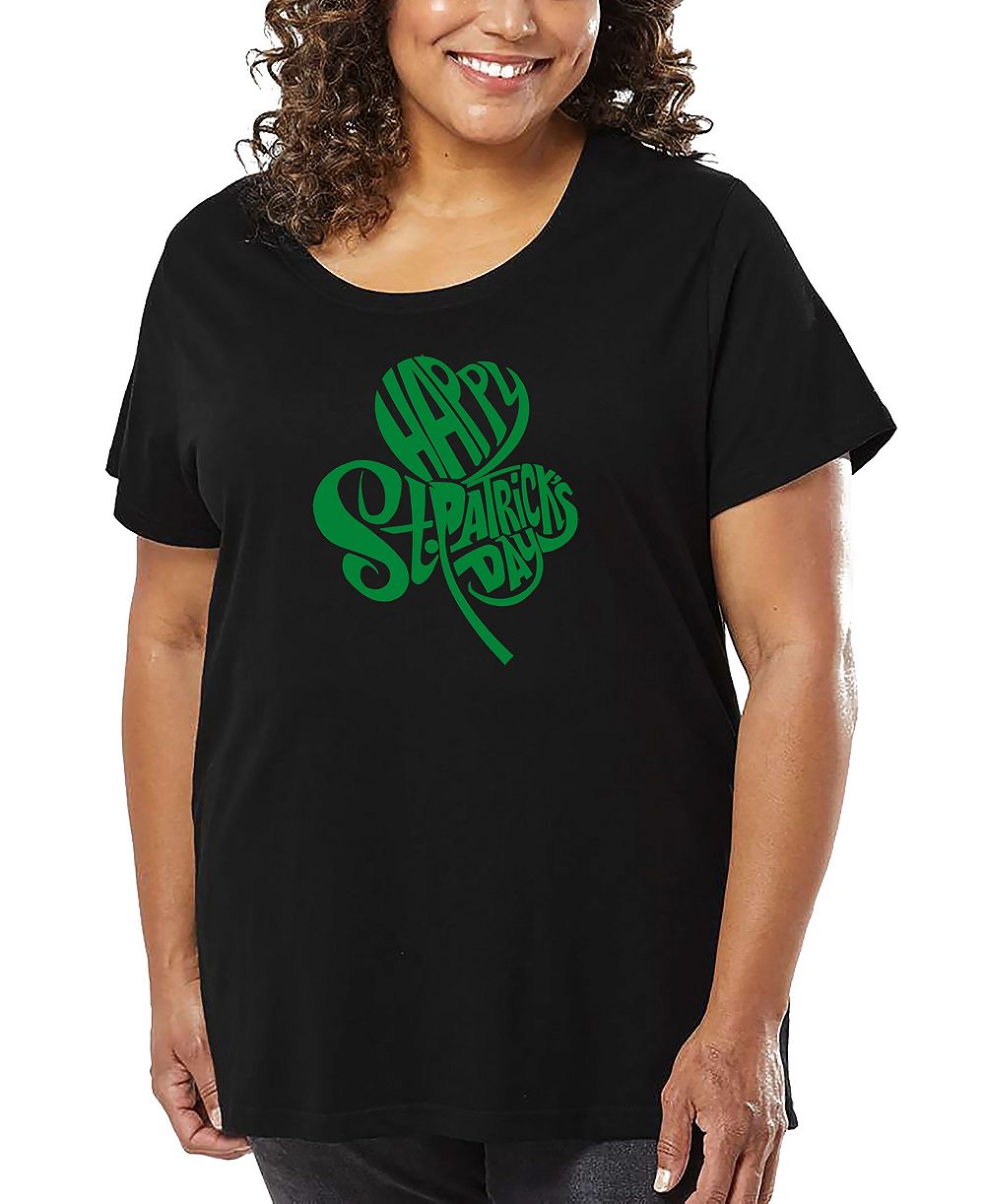 LA Pop Art футболка Plus Size St. Patrick's Day Shamrock Word Art