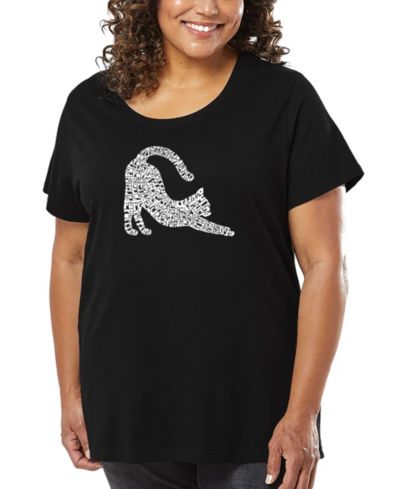 Футболка LA Pop Art Plus Size Stretching Cat Word Art