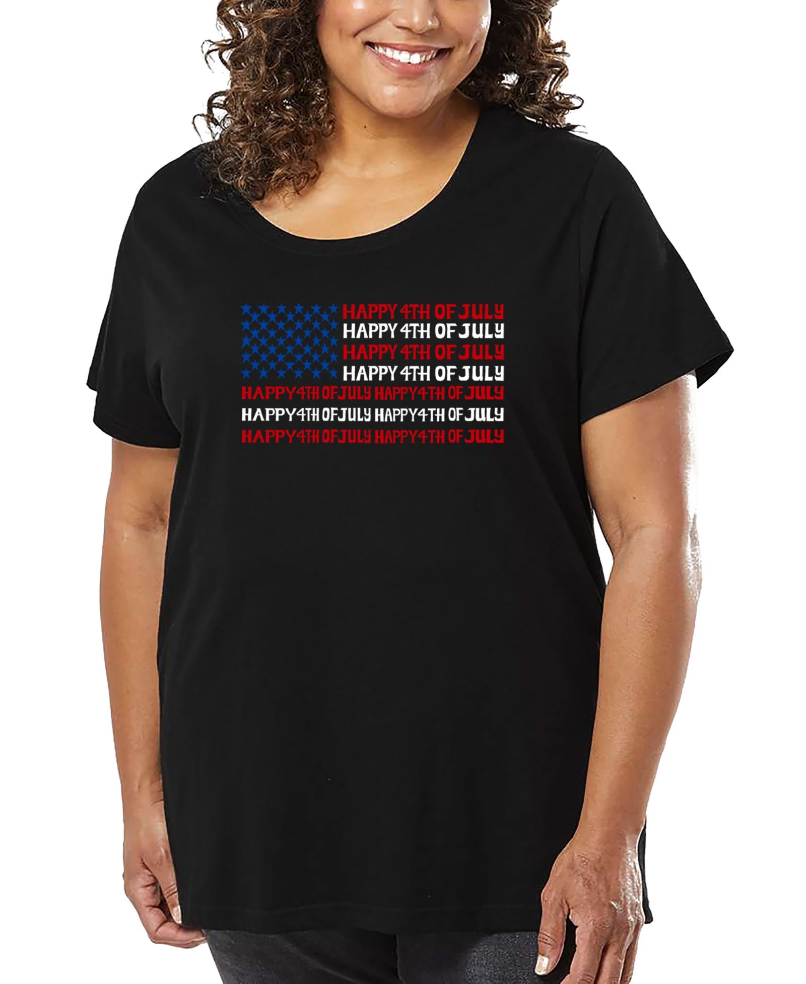 LA Pop Art Футболка Plus Size Happy 4th of July Word Art