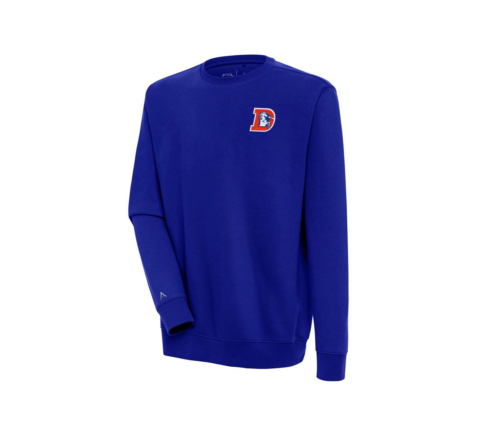 Мужская толстовка Antigua Royal Denver Broncos Throwback Logo Victory Pullover Sweatshirt