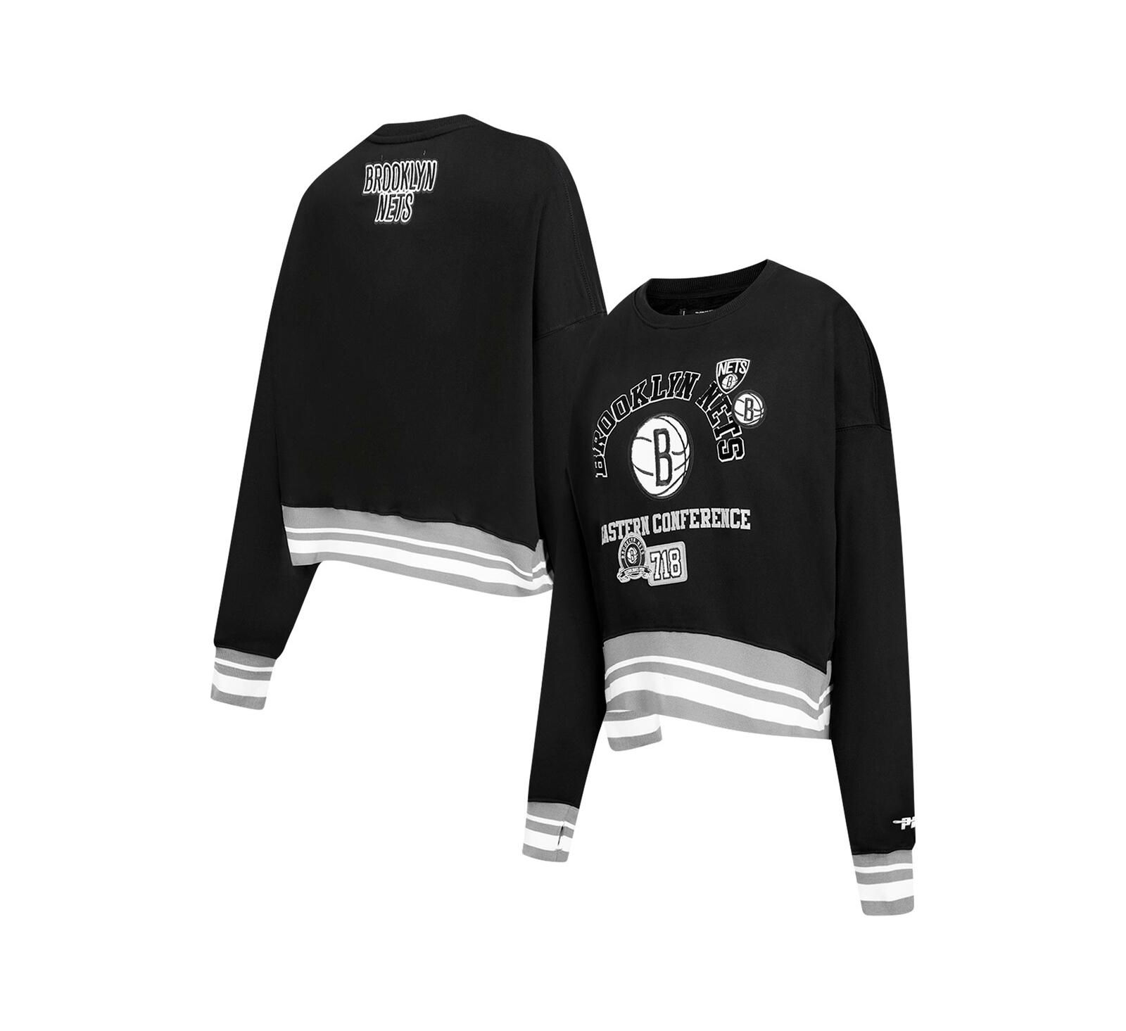 Женское укороченное худи Pro Standard Black Brooklyn Nets Area Code