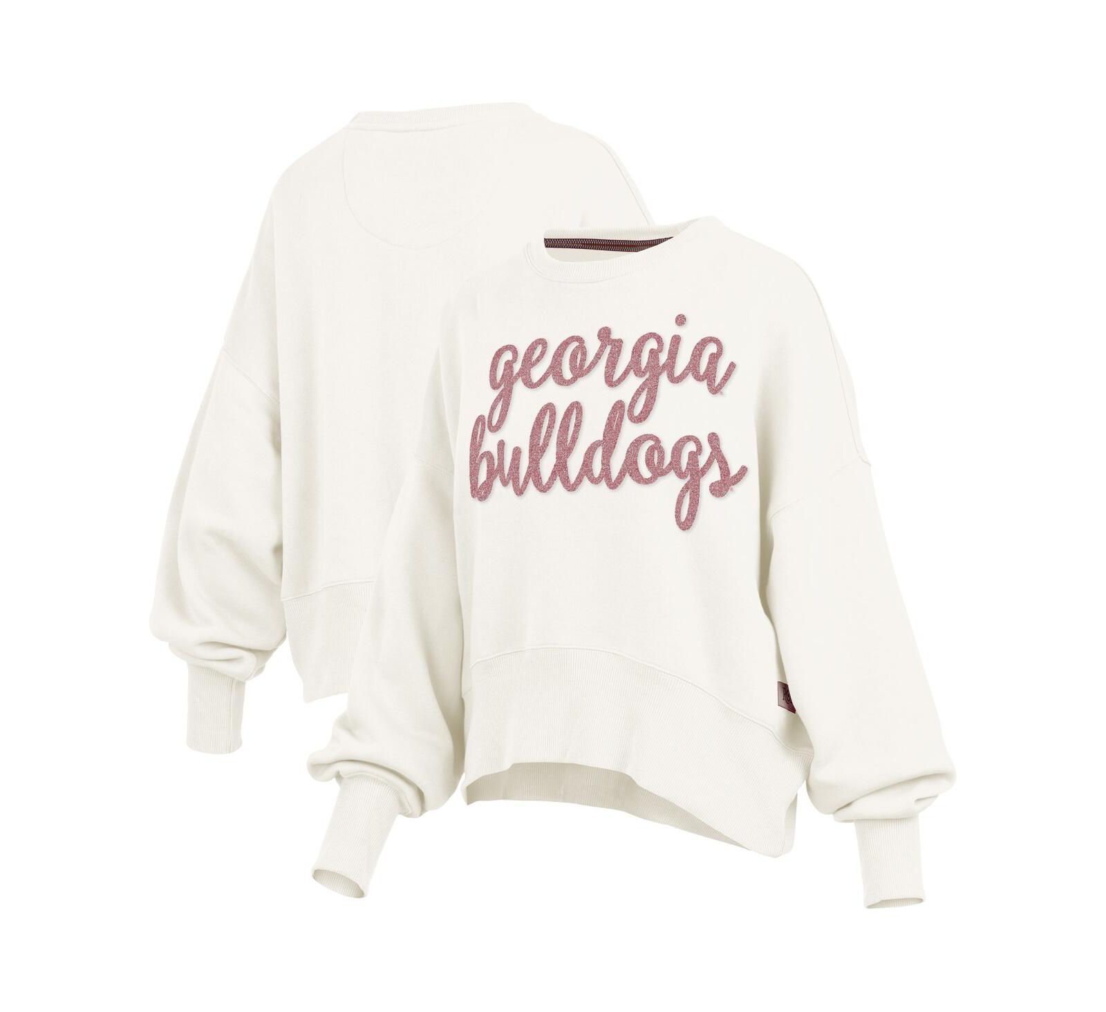 Pressbox Women's Cream Georgia Bulldogs Chelsea Oversized Pullover Sweatshirt