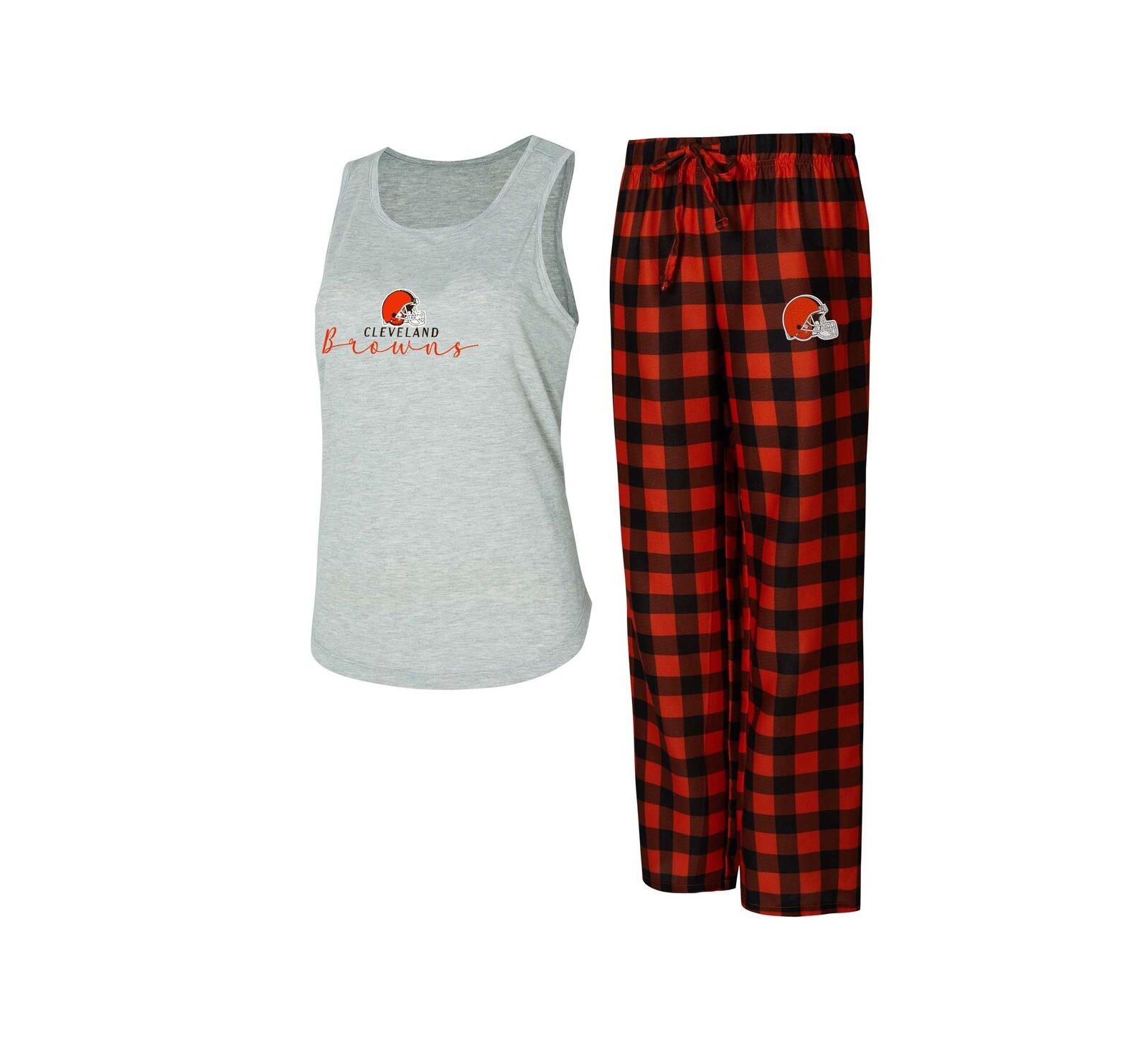 Concepts Sport Женский комплект для сна Cleveland Browns, топ и брюки, серый/коричневый