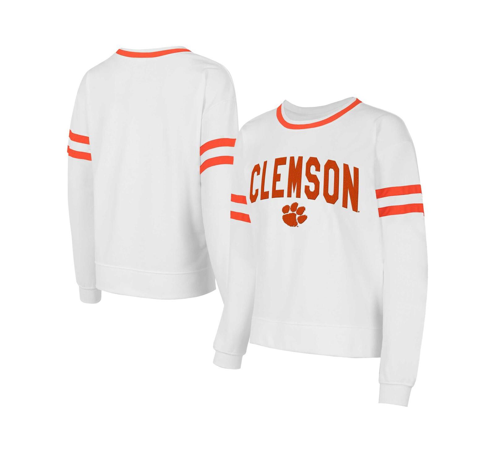 Concepts Sport Женский белый лонгслив Clemson Tigers Borough French Terry Arch Over