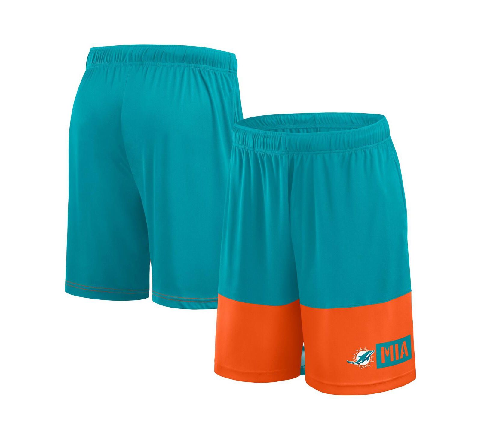 Мужские спортивные шорты Fanatics Miami Dolphins Big & Tall Performance, бирюзовый/оранжевый