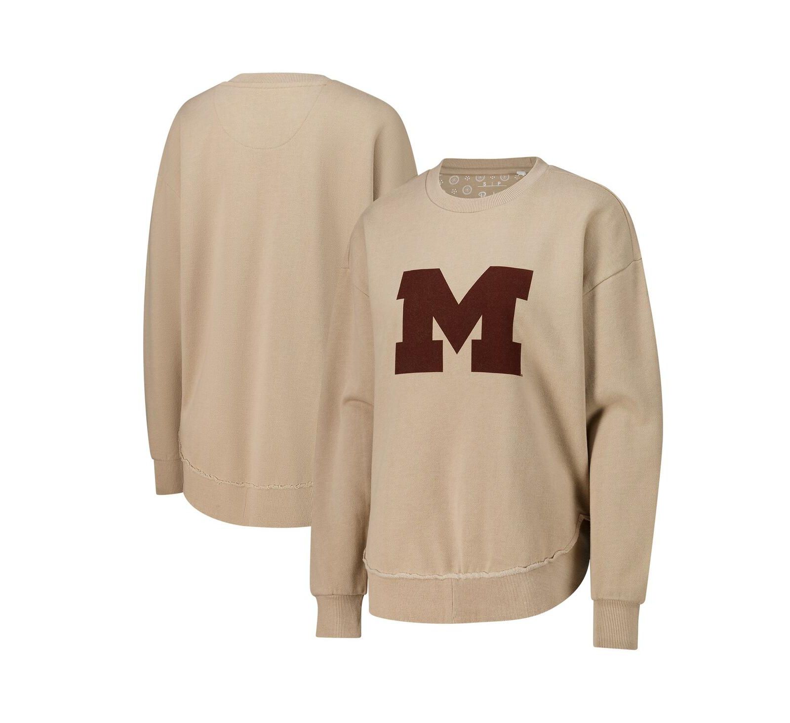 Женская толстовка Pressbox Tan Michigan Wolverines Poncho Fleece Pullover Sweatshirt