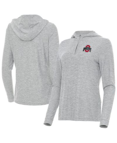 Antigua Женская толстовка Heather Gray Ohio State Buckeyes Daybreak Quarter-Zip