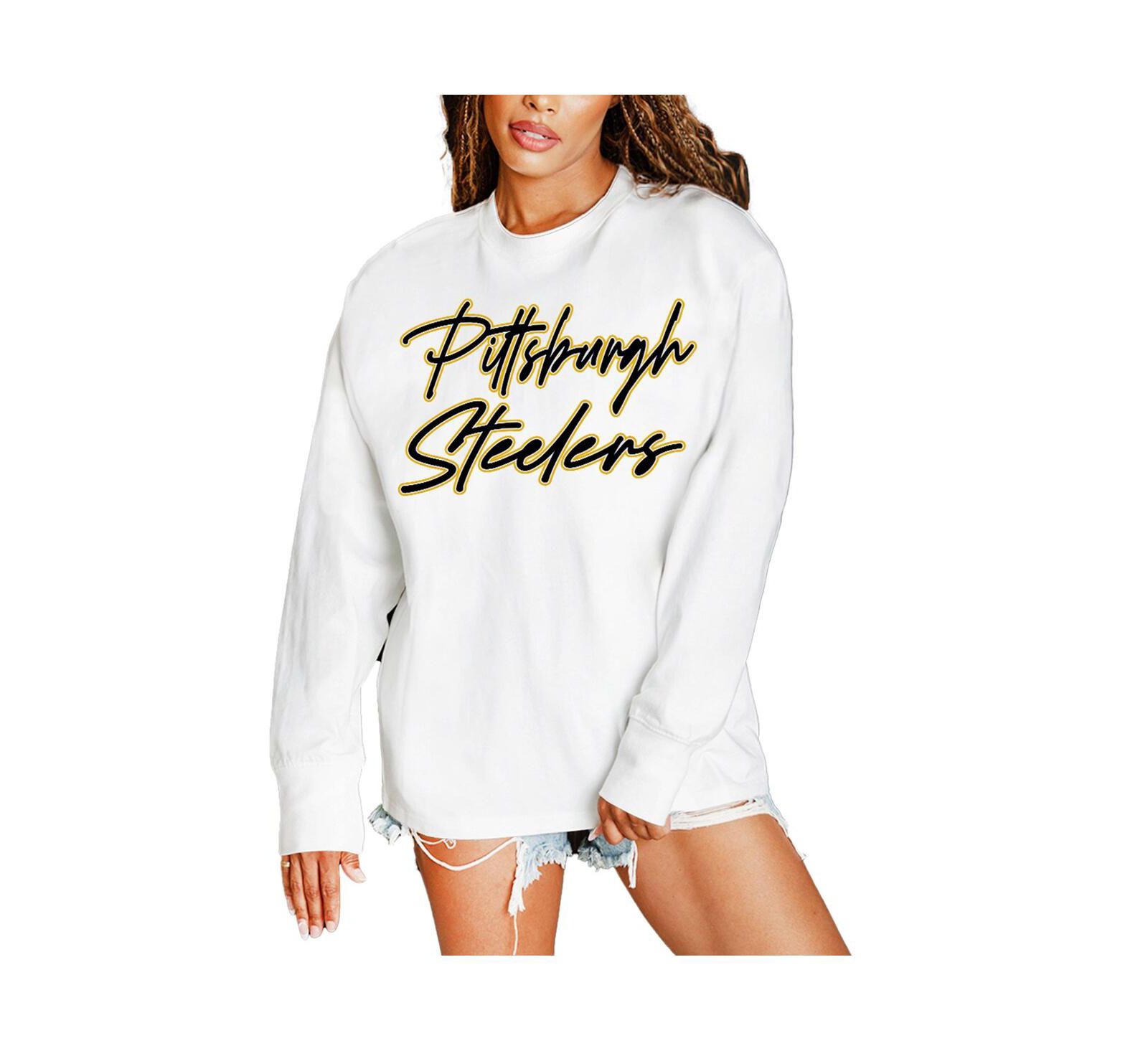 Женская белая футболка Gameday Couture Pittsburgh Steelers Classic Comeback Oversized Long Sleeve