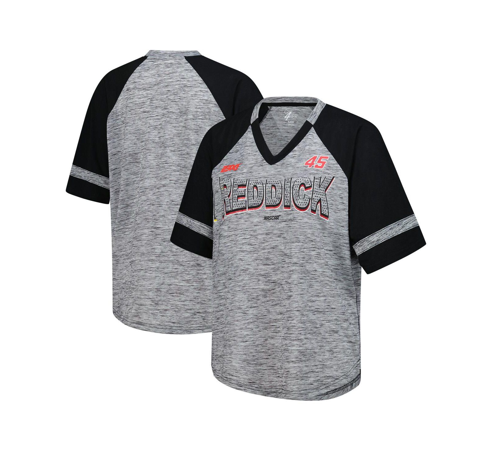 Женская футболка G-III 4Her by Carl Banks Heather Gray Tyler Reddick Hall of Fame Oversized Raglan V-Neck