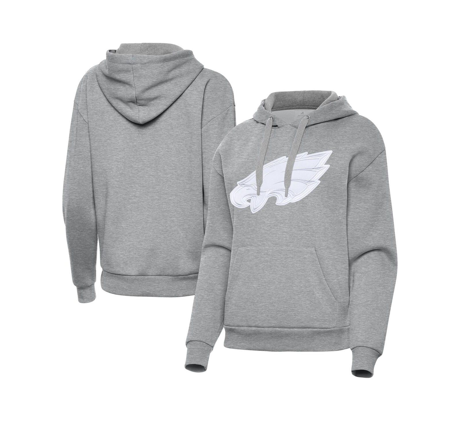 Женское худи Antigua Women's Heather Gray Philadelphia Eagles Victory Pullover