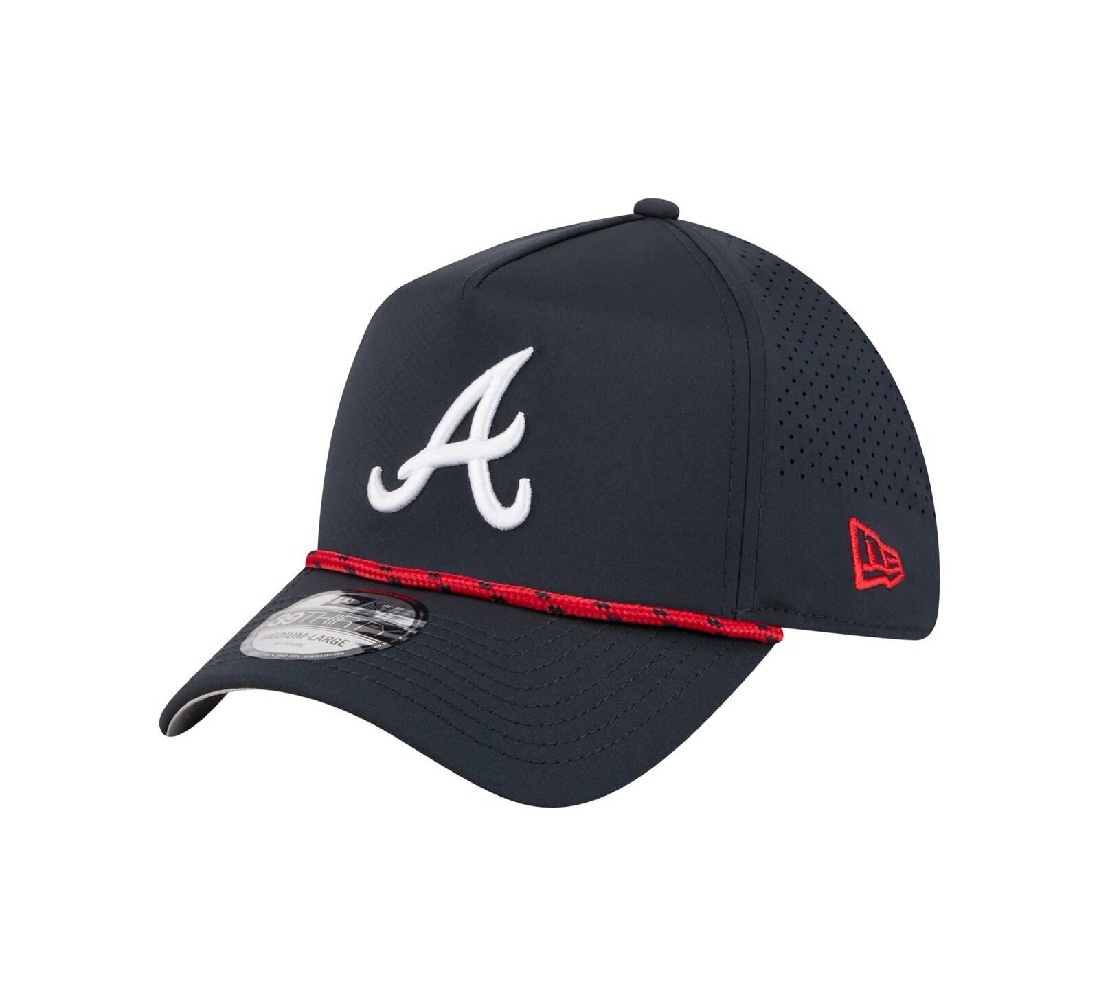 New Era Men's Navy Atlanta Braves 39THIRTY A-Frame Perforated Flex Hat