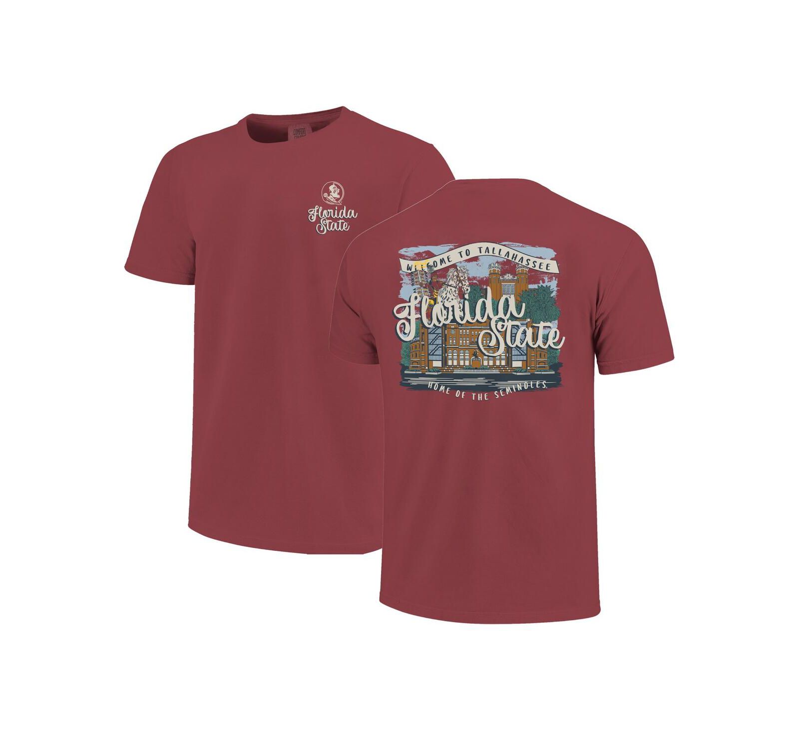 Женская футболка Image One Florida State Seminoles Comfort Colors Campus Scene Drawing Script
