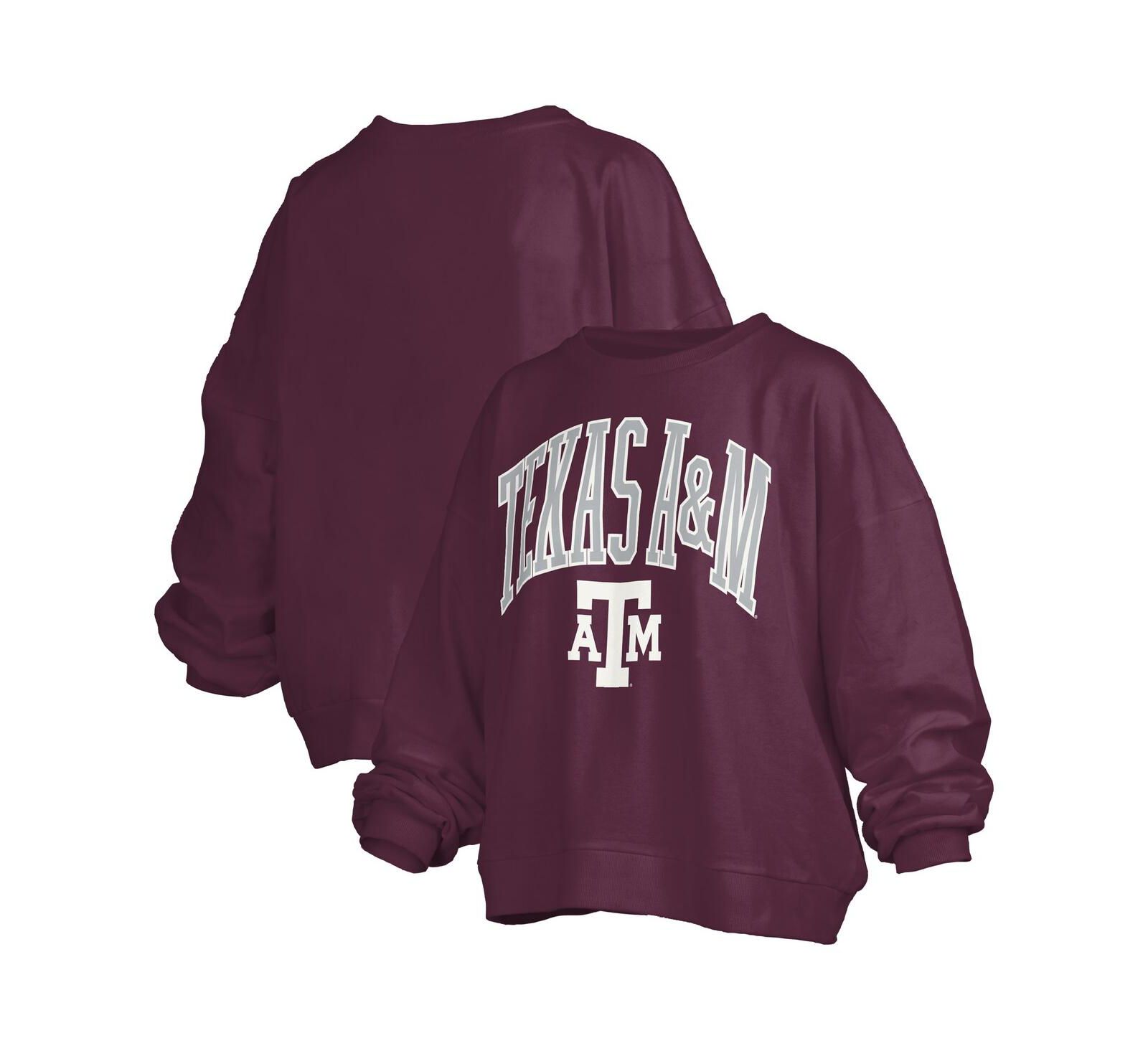 Pressbox Женский свитшот Texas A&M Aggies Janise Arch Over Logo Oversized Maroon