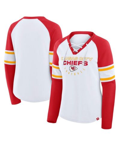 Женская футболка Fanatics White Kansas City Chiefs Plus Size Redzone Lace Up с длинным рукавом