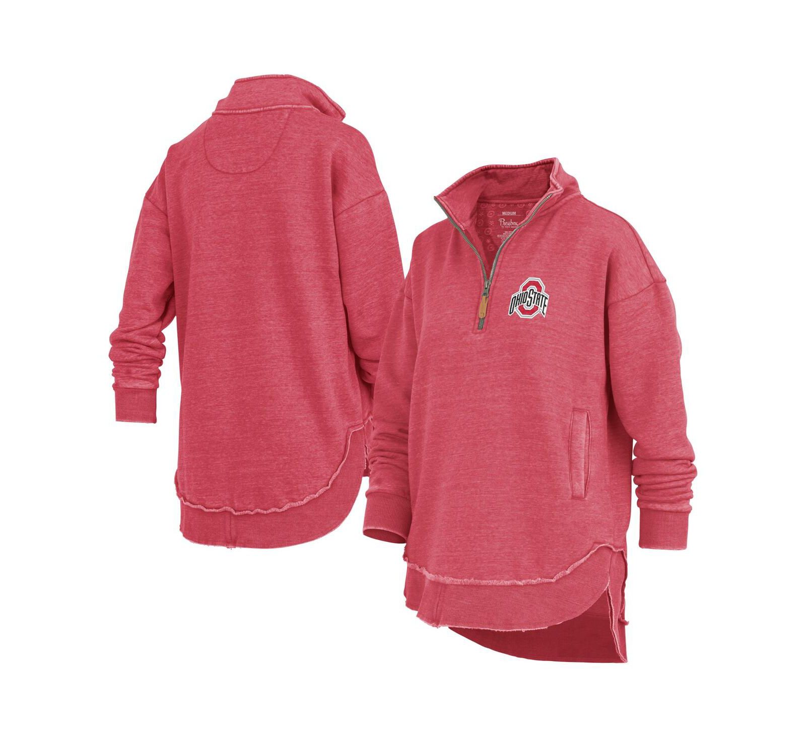 Pressbox Women's Scarlet Ohio State Buckeyes Northfork Sojourn Poncho Quarter-Zip Sweatshirt