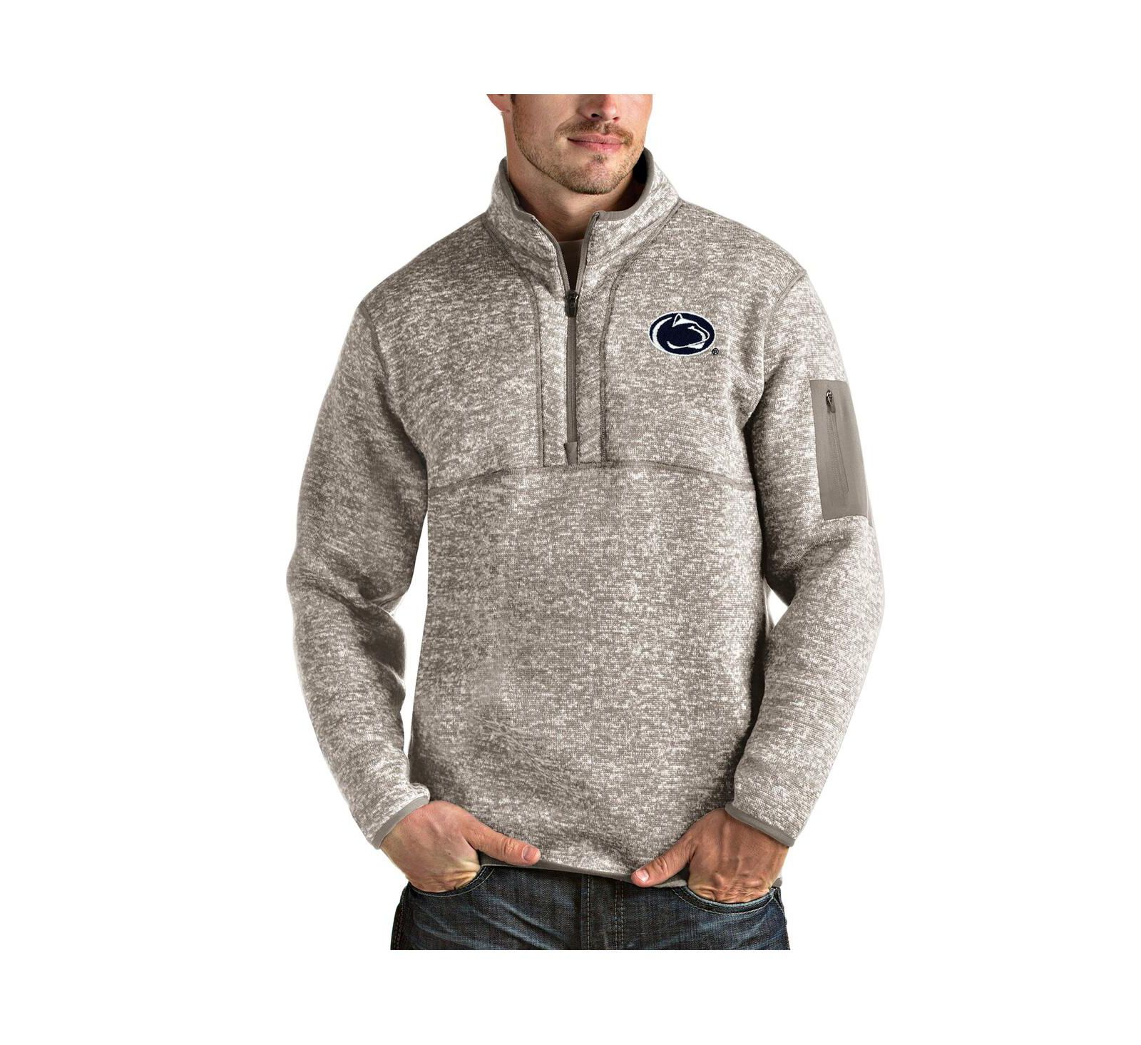 Antigua Men's Oatmeal Penn State Nittany Lions Fortune Half-Zip Pullover Jacket