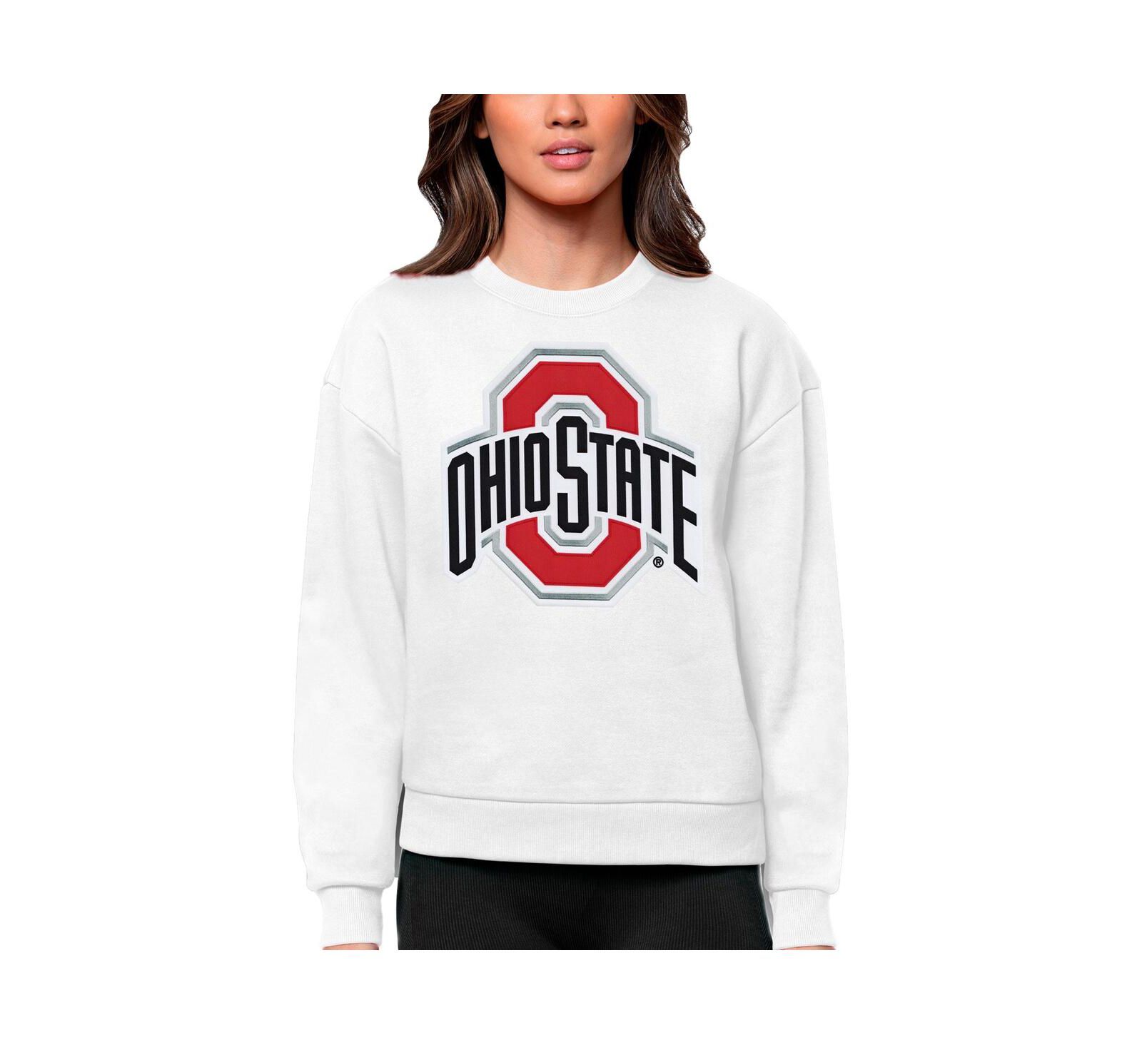 Женская толстовка Antigua White Ohio State Buckeyes Victory Crewneck Pullover