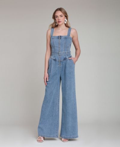 Avec Les Filles Women's Zip-Front Corset Jumpsuit