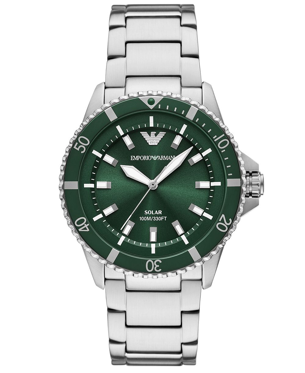 Emporio Armani Men's World Explorer Solar Stainless Steel Bracelet Watch 42mm