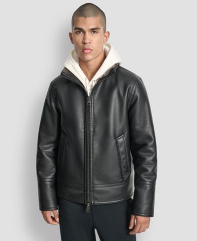 DKNY Men's Faux Pebble Shearling Jacket
