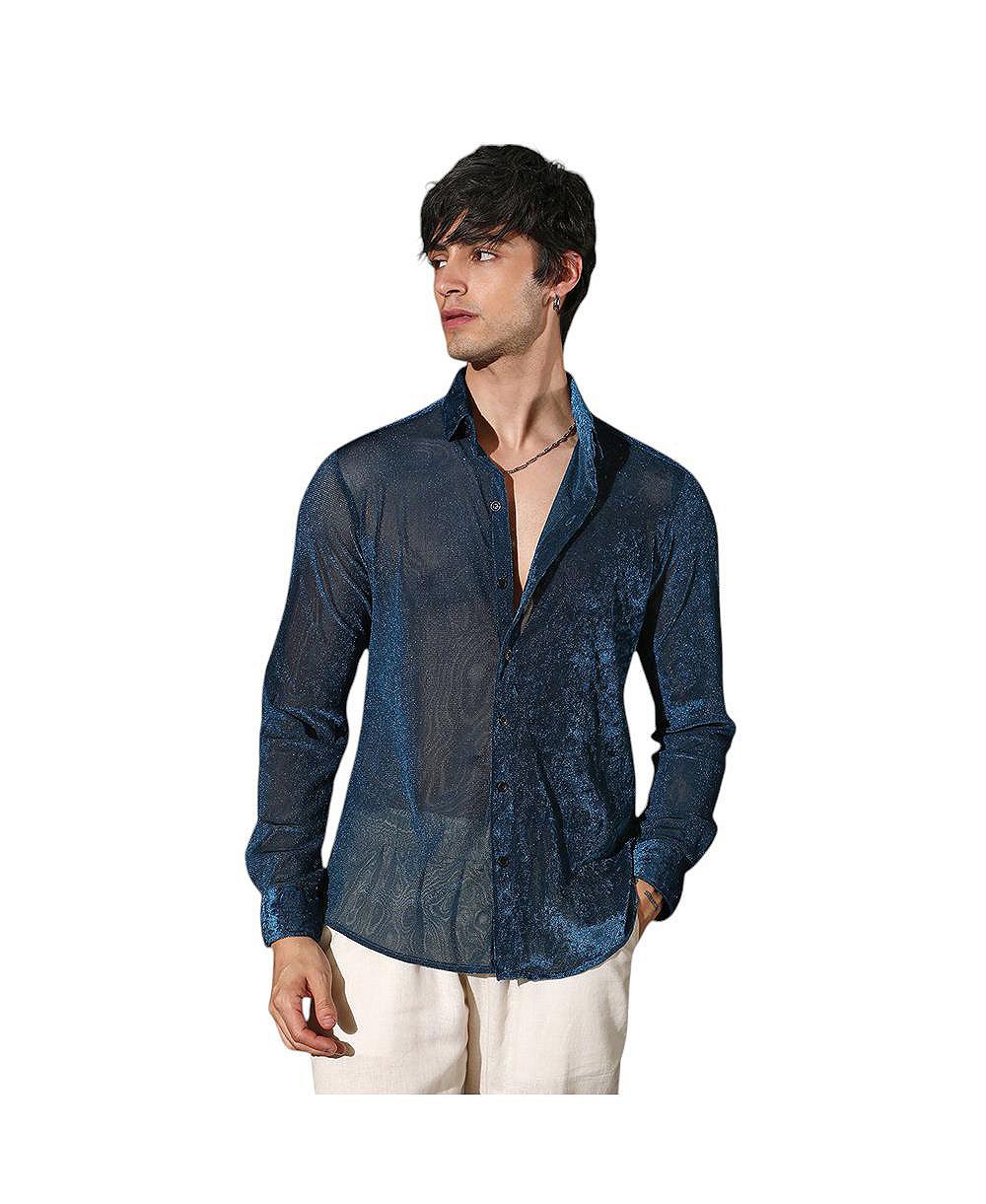 Campus Sutra Men's Men 's Solid Velvet Shirt