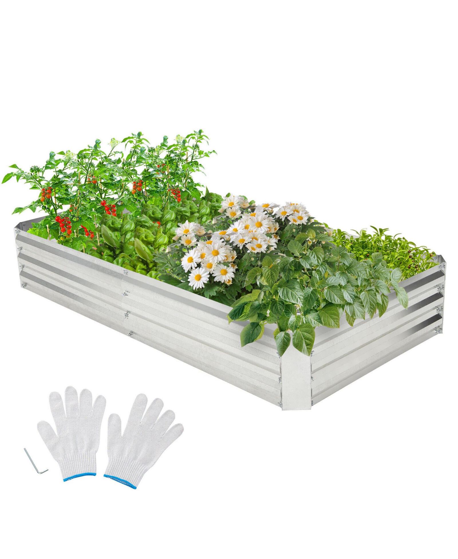 Gymax 6 x 3 x 1FT Galvanized Raised Garden Bed Heavy-Duty Elevated Rectangle Plant Box