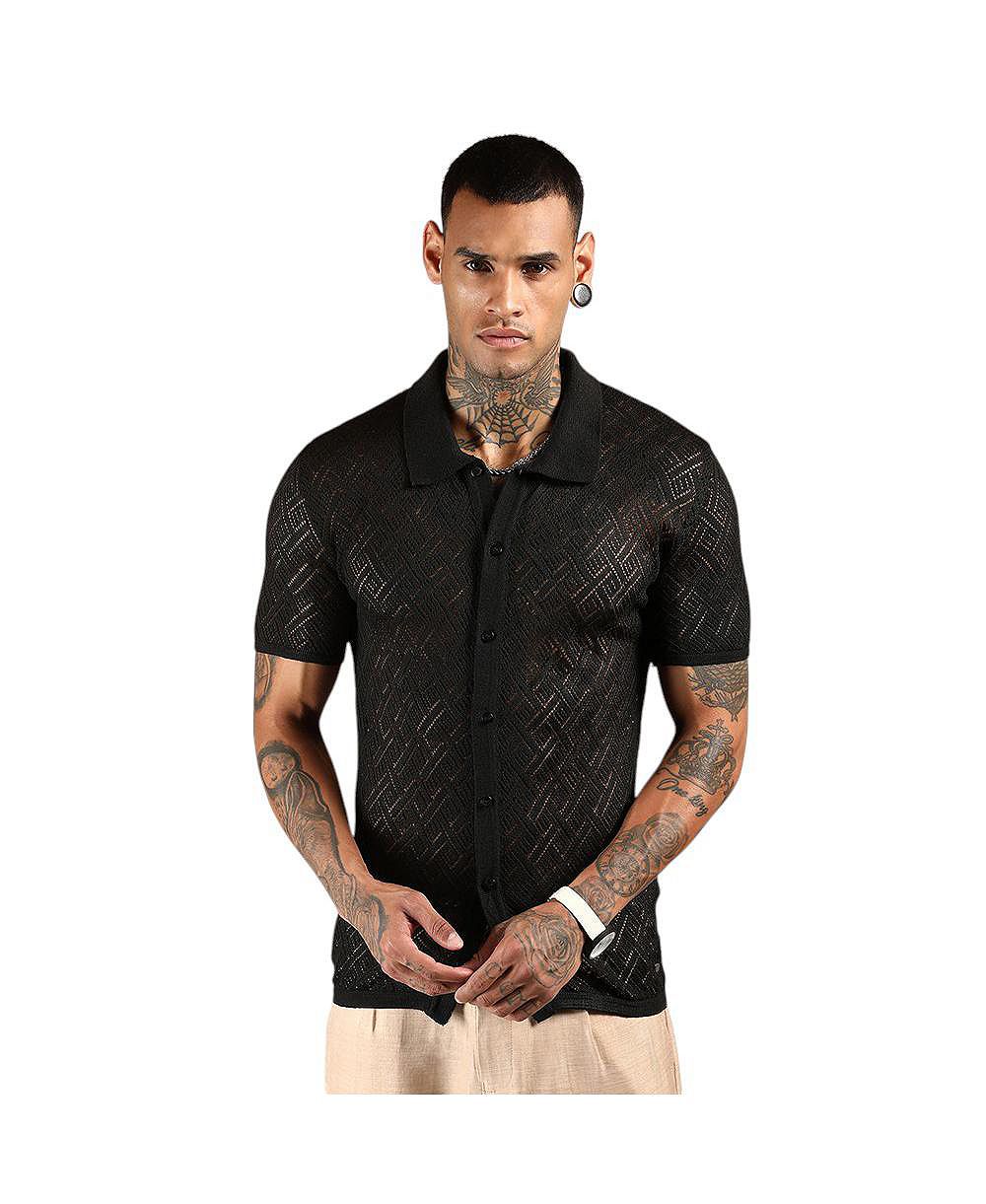Мужская рубашка Campus Sutra Overlap-Textured Knit