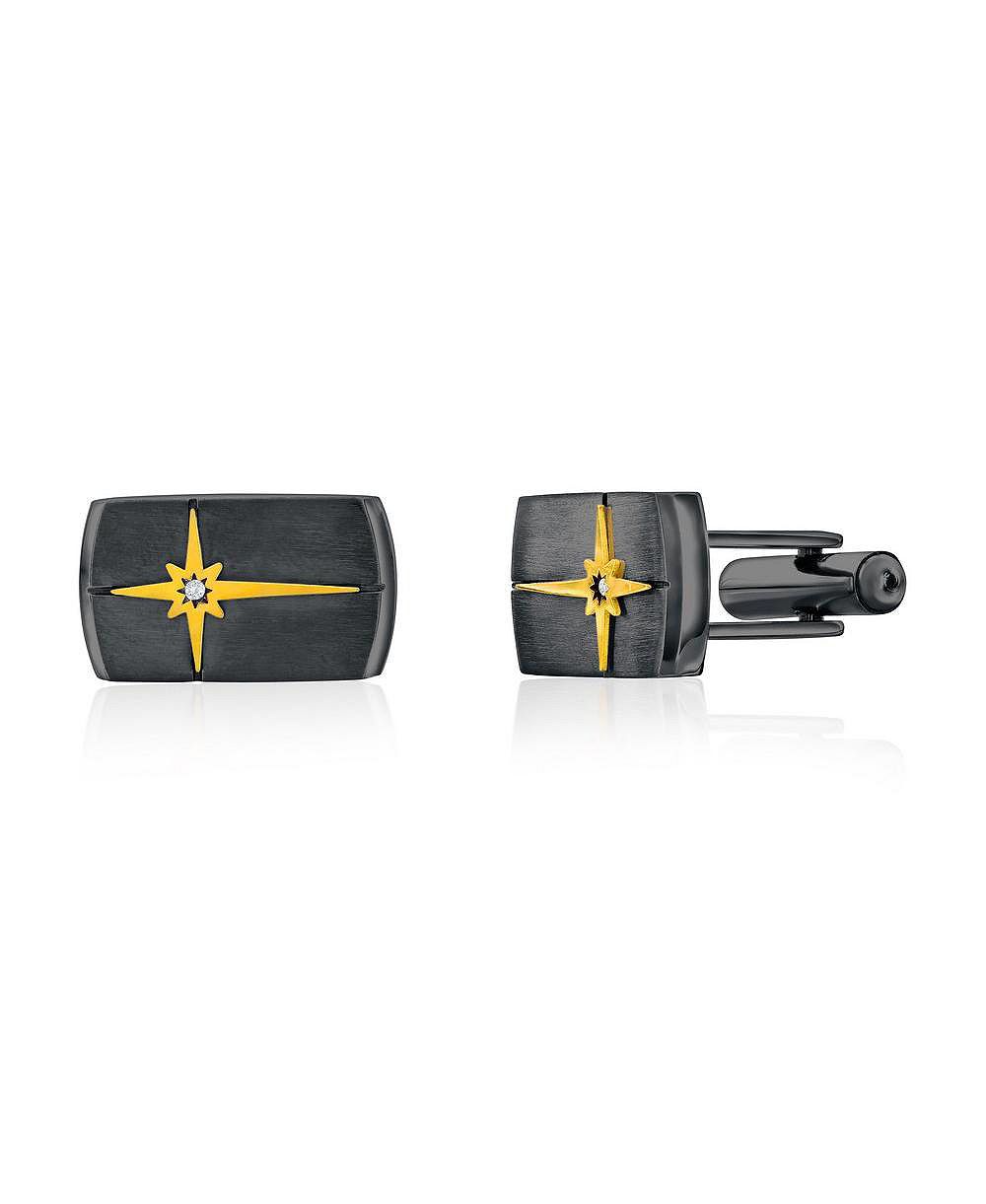 Stainless Steel, Rectangle North Star CZ Cuff Links